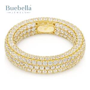 Delicado Original 925 esterlina 18K chapado en oro completamente helado 3 filas eternidad anillo hombres con Moissanite boda fiesta joyería - Product Image 2