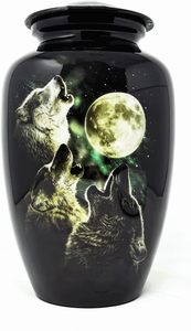 Urne pour Cendres Adulte Homme/Femme Loup-3 Loups Urne de Crémation pour Cendres Humaines Urne de Crémation en Métal Fabriquée à la Main - Product Image 2