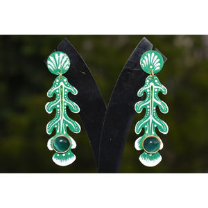 Pendientes de aro dorados para niñas y mujeres, partywear meenakari tradicional, con pasador de latón - Product Image 4