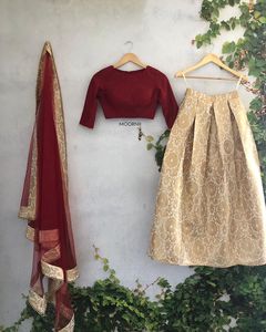 Chemisier en soie Banarasi Zari à la mode, travail de tissage Lehenga & Georgette dupata et Phantom fabricant indien - Product Image 2