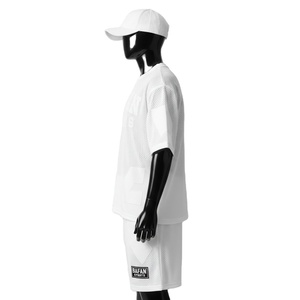 Men Mesh Short <b>Set</b> Premium 180 GSM Soft Polyester Mesh White Contrast Panels Custom Silicone Print Logo for men's <b>set</b> - Product Image 3