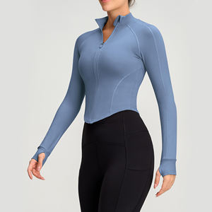 Chaqueta de Yoga Corta para Mujer al por Mayor, con Cierre Completo, Ajustada, para Entrenamiento, Cuello Alto, Ligera, de Secado Rápido, Suave y Transpirable - Product Image 4
