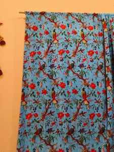 Cortinas y cenefas modernas de terciopelo con estampado de pájaro azul cielo, decoración de lujo hecha a mano para el hogar, barra opaca de bolsillo, fábrica de bajo costo - Product Image 3