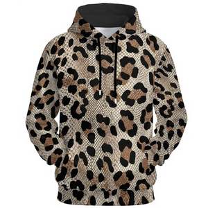 Leopard Cheetah Print Heavyweight Fleece Unisex Hoodie Vintage <b>Washed</b> Breathable 100% Cotton Streetwear - Product Image 1