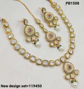 ชุดสร้อยคอโชกเกอร์ไข่มุก kundan แบบดั้งเดิมและทันสมัยแฟนซีอินเดียสำหรับผู้หญิงและเด็กผู้หญิง - Product Image 2