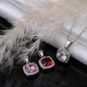 Baguette Cut Grenat CZ Pierres Forme Carrée Argent Charme Collier Turc À La Main En Gros 925 Bijoux En Argent Sterling - Product Image 4