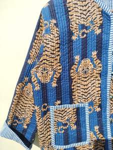 แจ็กเก็ตผ้าฝ้ายอินเดียทำมือสำหรับผู้หญิงใหม่เสื้อปาร์ตี้พิมพ์ลายเสือเสื้อท่อลำลองฤดูหนาว - Product Image 3