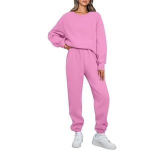 Pantalones de chándal holgados de 2 piezas de alta calidad y sudadera de gran tamaño para mujer Trajes de Salón de Otoño/Invierno con bolsillos de diseño tejido - Product Image 1