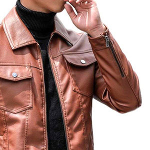 Vente chaude nouvelle mode hommes hiver Biker veste en cuir-haute qualité léger imperméable coupe-vent pas cher prix - Product Image 2