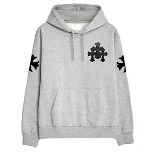 OEM Wholesale Manufacture Premium Heavy Fleece Oversized Custom Men's Hoodie Cotton Chromee Hearts Hooded Pullover Sweatshirt