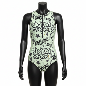 Traje de baño de una pieza para mujer, nailon y elastano elástico, color mostaza, con paneles de bolsillo utilitarios y logotipo personalizado para traje de baño. - Product Image 6