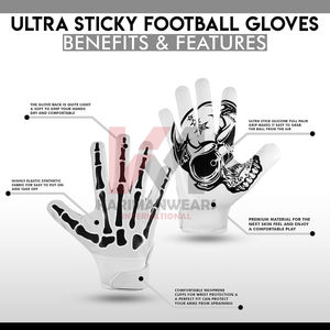 Gants de football américain personnalisés avec impression, paume antidérapante en silicone, gants de sport d'extérieur pour receveur, concevez votre propre logo, fournisseur - Product Image 6