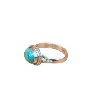Anillo Hecho a Mano con Piedra Turquesa Natural y Plata de Ley 925 para Mujer, Joyería Vintage con Bisel y Piedra Azul para Regalo de Navidad - Product Image 1