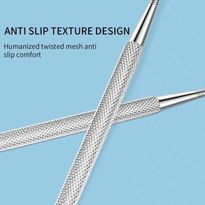 Herramientas de manicura de acero inoxidable de doble punta: empujador y removedor de cutículas con cabeza biselada circular, herramientas de punteado de uñas y tijeras para cutículas - Product Image 4