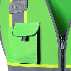 Chaqueta de seguridad con cremallera de malla de alta visibilidad personalizada Chaleco de carretera reflectante transpirable para exteriores con soporte de logotipo - Product Image 4