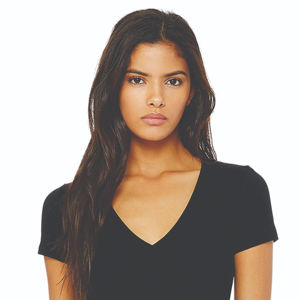 Alta calidad, precio barato, logotipo personalizado, camisetas con cuello en V, Camiseta de algodón en blanco para mujer, camisetas de verano para mujer, venta al por mayor, personalizadas - Product Image 6