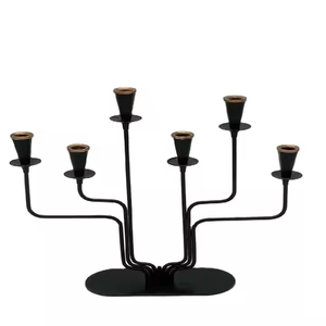 Metal Wire Menorah Candleholder <b>Black</b> Powder Coated <b>Candlestick</b> <b>Holder</b> Christmas & Wedding Decorative <b>Holder</b> by decor impex - Product Image 2