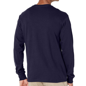 Camiseta de manga larga 100% algodón personalizada, colores sólidos, cuello redondo, camisa para hombre, precio de venta caliente, camisetas de manga larga deportivas Street Trend - Product Image 2