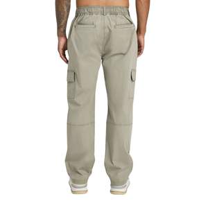 Mens Grey <b>Green</b> Relaxed Fit Utility <b>Cargo</b> <b>Pants</b> with Brushed Finish, Elastic Waistband, and Functional Pocket Design - Product Image 2
