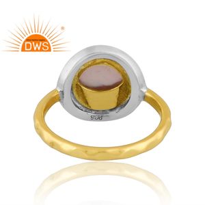 Anillo de piedras preciosas de nácar natural chapado en oro de 18 quilates de latón de diseño vintage, joyería personalizada para mujer, regalo para ella - Product Image 2