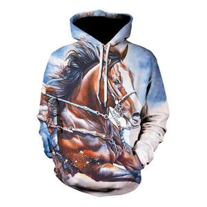 Sweat à capuche oversize pour homme 100% coton avec motif animal loup en sublimation, motif animal, poche d'hiver - Product Image 1