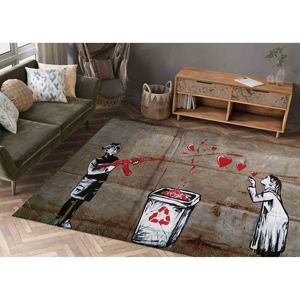 Alfombra con Diseño de Grafiti de Banksy: Arte Abstracto Moderno, Alfombra Antideslizante, Alfombra de Chenilla - Product Image 1