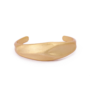 Diseño martillado Simple abierto Ajustable chapado en oro Material de latón Lingote irregular Brazalete geométrico El Joyero BA-374 Unisex 3 - Product Image 1