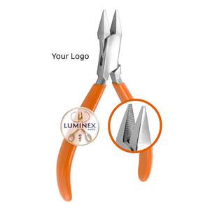 Alicates de punta plana dentados, herramienta de agarre de precisión con mango naranja de alta resistencia para fabricación de joyas, doblado de alambre, manualidades y reparación - Product Image 1