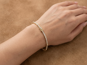 Lurba Jewels 14K <b>Solid</b> Yellow <b>Gold</b> Round Cut Tennis Bracelet Luxury Stackable Wedding Unisex Custom Fine Jewelry - Product Image 6