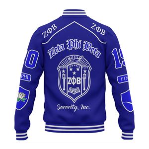 Zeta Phi Beta Varsity <b>Jacket</b>-Greek Sorority Style Woolen Fabric Breathable & <b>Heated</b> Winter Design - Product Image 2