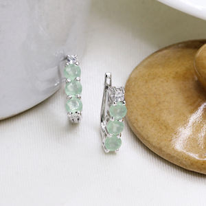 Acheter Ensemble de bijoux de mode en argent sterling 925 avec calcédoine naturelle et zircon cubique pierres précieuses pendentif/bague/boucle d'oreille - Product Image 3