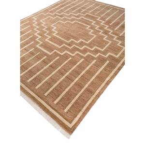 Alfombra de Lana Anudada a Mano Color Rojo Naranja Thyme AKWL-1592, Diseño Geométrico Abstracto Kilim para Entrada del Hogar, Rectangular 9x12, Hecha a Mano - Product Image 2