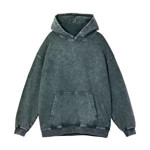 De lujo de peso pesado 500gsm Terry algodón Fade Stone Washed Pullover Hombres Sudaderas con capucha de gran tamaño de impresión personalizada Logo Wash Acid Men Hoodies - Product Image 3