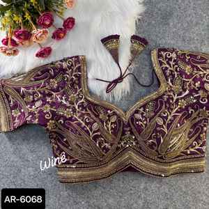 Nouveau Designer femmes mariage Festival porter lourd pur doux italien chemisier en soie flammé pour les femmes bas prix indien vêtements ethniques Blouse - Product Image 4