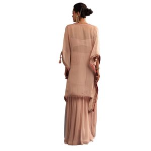 Blush Pink bordado Kaftan Sharara Set en Organza Luxury Party y Wedding Reception Wear Traje de diseñador para mujer - Product Image 6