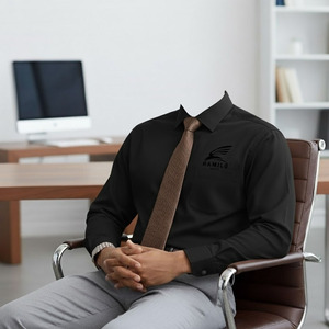 Camisa de vestir de algodón OEM 100%, camisas de negocios formales ajustadas elásticas de manga larga de LICRA para hombres, camisas transpirables para hombres - Product Image 6