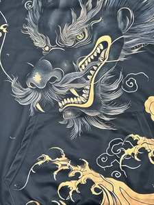 Haute qualité hommes grande taille à capuche Golden Dragon graphique sweat fermeture éclair conception 3D en relief épais lavé Style à la mode 2025 - Product Image 6