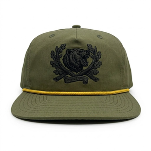 Custom Retro Embroidery Rope Golf <b>Hat</b> OEM Unstructured 5 Panel Camp Outdoor <b>Cap</b> Vintage <b>Flat</b> Brim Snapback Trucker Headwear - Product Image 4