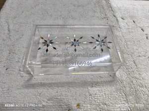 Récipient de stockage de nourriture en bois acrylique laqué Style arabe Eid Ramadan Cadeaux Set Mère Perle Incrustation Couvercle Direct Inde - Product Image 4