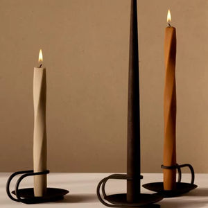 Modern minimalist taper <b>candles</b> in earth tones and <b>black</b>. Available at wholesale prices. - Product Image 1