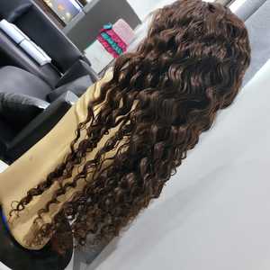 Peluca Frontal 100% Cabello Humano Virgen Remy Indonesio, Onda Profunda Natural, Cutícula Alineada para Encaje Transparente, Puntas Gruesas - Product Image 6