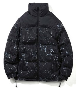 Chaqueta acolchada de exterior acolchada con burbujas de invierno de lona con logotipo personalizado para hombre al por mayor con relleno de poliéster - Product Image 4