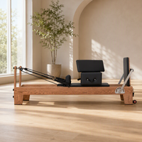 Reformer de Pilates en bois avec revêtement antidérapant en cuir, équipement d'exercice pour la maison et le studio