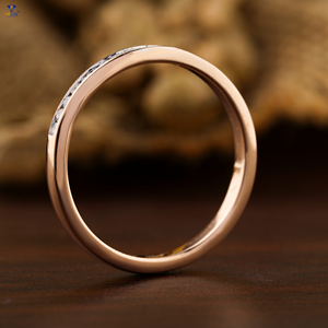 Anillo de diamante de corte brillante redondo TDW 0,10 | Ajuste de canal de oro rosa Cvd/Hpht Diamond Lab Stone - Product Image 5