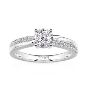 Jeulia Rose Gold Plated Twist Round <b>Solitaire</b> Engagement <b>Ring</b> in Sterling <b>Silver</b> - Product Image 2