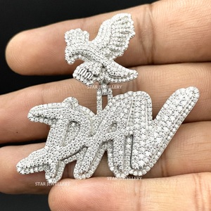 Pendentif personnalisé en argent sterling 925 serti de moissanite VVS, style hip-hop, plaqué rhodium, bijoux unisexes pour les fêtes - Product Image 3