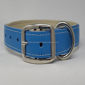 Collier de chien en cuir avec rembourrage multicolore, cousu à la main, couleurs vibrantes, avec quincaillerie en nickel et acier inoxydable - Product Image 4