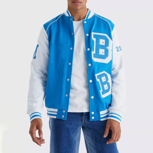 Fabricant OEM Broderie en chenille de haute qualité Bomber de baseball personnalisée pour hommes, collège, veste universitaire en cuir Letterman - Product Image 1
