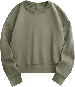 Cropped Women's Winter <b>Hoodie</b> 100% Cotton Long Sleeve Batwing Sleeve Lined Oversized <b>Fleece</b> 360g - Product Image 3