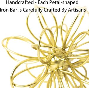 Esfera decorativa para el hogar con escultura Floral abstracta de mesa de Metal geométrico dorado antiguo para sala de estar y dormitorio - Product Image 4